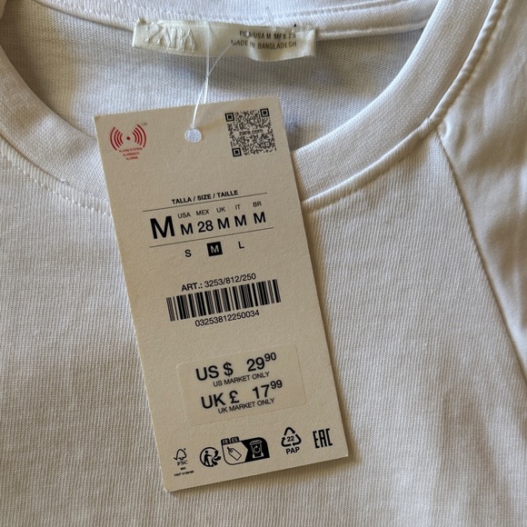 Zara White Short Sleeve Women's Tee - Picture 3 of 6